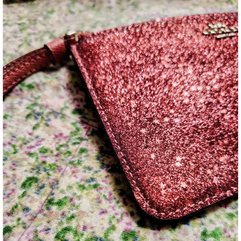 NWT Coach Star Glitter Wristlet, OxBlood Red MSRP 85.00